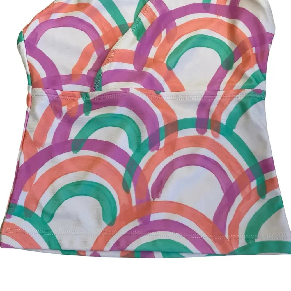 Tea Collection Sz 10 Tie Tankini Swim Top in Island Rainbow NWT